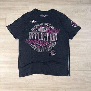 Y2K Affliction American Customs Fast Loud‎ Graphic Mens  T-Shirt Size XL Grunge
